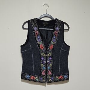 Icelandic Design Embroidered Wool Vest